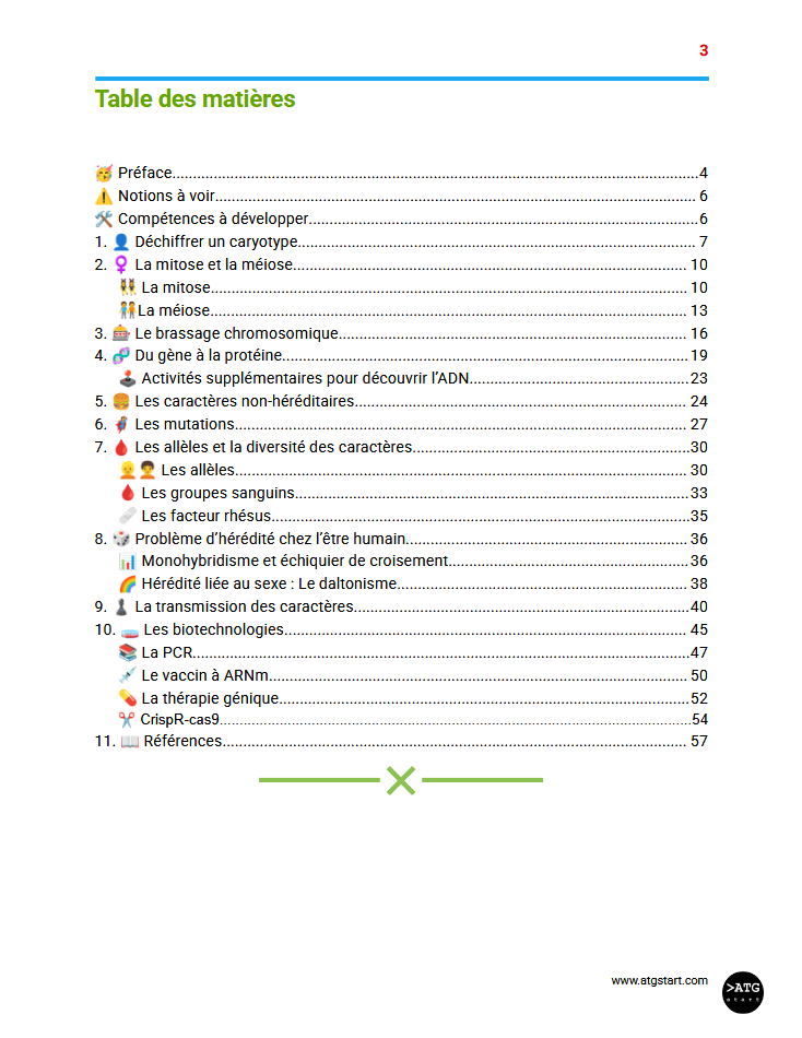 Manuel scolaire "Formation scientifique UAA13" génétique (ATG start Books)